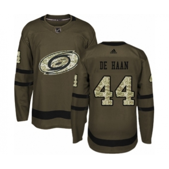 Men's Adidas Carolina Hurricanes #44 Calvin De Haan Authentic Green Salute to Service NHL Jersey Men's Adidas Carolina Hurricanes #44 Calvin De Haan Authentic Green Salute to Service NHL Jersey