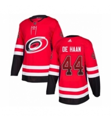 Men's Adidas Carolina Hurricanes #44 Calvin De Haan Authentic Red Drift Fashion NHL Jersey