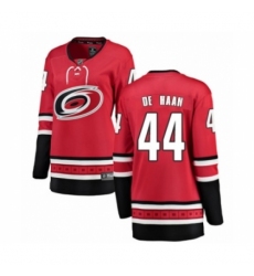 Women's Carolina Hurricanes #44 Calvin De Haan Authentic Red Home Fanatics Branded Breakaway NHL Jersey