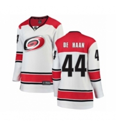 Women's Carolina Hurricanes #44 Calvin De Haan Authentic White Away Fanatics Branded Breakaway NHL Jersey