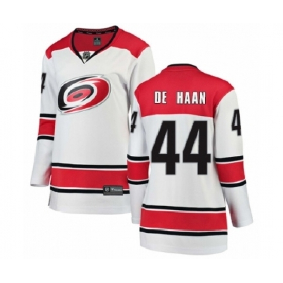 Women's Carolina Hurricanes #44 Calvin De Haan Authentic White Away Fanatics Branded Breakaway NHL Jersey Women's Carolina Hurricanes #44 Calvin De Haan Authentic White Away Fanatics Branded Breakaway NHL Jersey