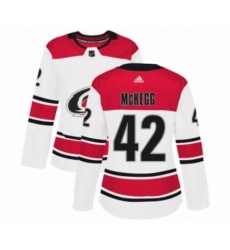 Women's Adidas Carolina Hurricanes #42 Greg McKegg Authentic White Away NHL Jersey