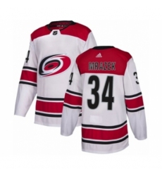 Men's Adidas Carolina Hurricanes #34 Petr Mrazek Authentic White Away NHL Jersey