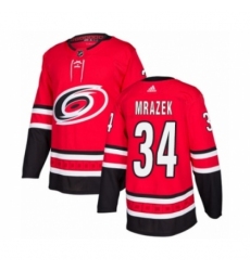 Men's Adidas Carolina Hurricanes #34 Petr Mrazek Premier Red Home NHL Jersey