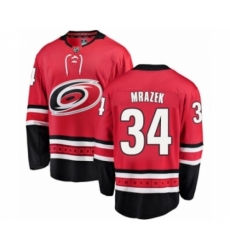 Men's Carolina Hurricanes #34 Petr Mrazek Authentic Red Home Fanatics Branded Breakaway NHL Jersey