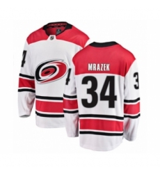 Men's Carolina Hurricanes #34 Petr Mrazek Authentic White Away Fanatics Branded Breakaway NHL Jersey