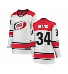Women's Carolina Hurricanes #34 Petr Mrazek Authentic White Away Fanatics Branded Breakaway NHL Jersey