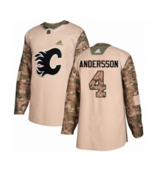 Men's Adidas Calgary Flames #4 Rasmus Andersson Authentic Camo Veterans Day Practice NHL Jersey