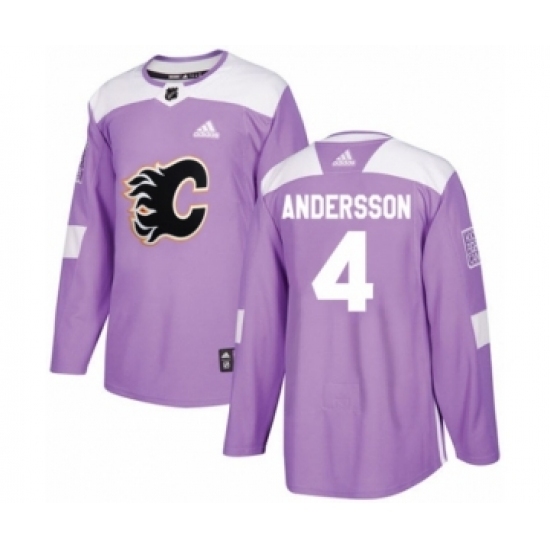 Men's Adidas Calgary Flames #4 Rasmus Andersson Authentic Purple Fights Cancer Practice NHL Jerse Men's Adidas Calgary Flames #4 Rasmus Andersson Authentic Purple Fights Cancer Practice NHL Jerse