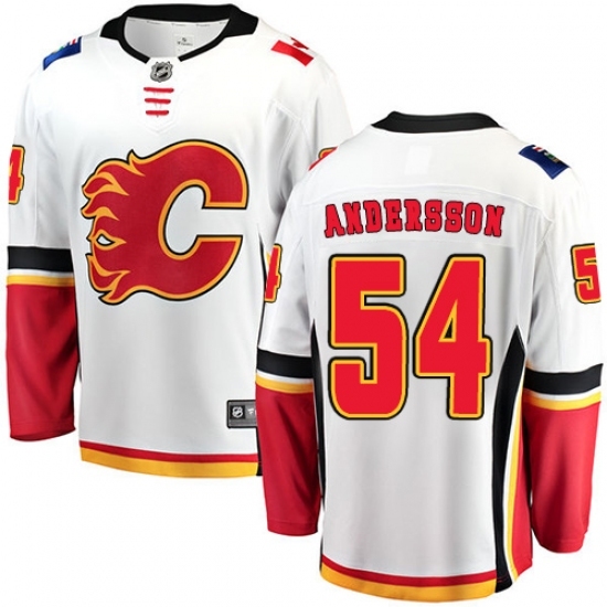 Men's Calgary Flames #54 Rasmus Andersson Fanatics Branded White Away Breakaway NHL Jersey Men's Calgary Flames #54 Rasmus Andersson Fanatics Branded White Away Breakaway NHL Jersey