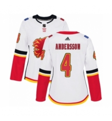 Women's Adidas Calgary Flames #4 Rasmus Andersson Authentic White Away NHL Jersey