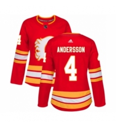 Women's Adidas Calgary Flames #4 Rasmus Andersson Premier Red Alternate NHL Jersey