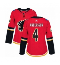Women's Adidas Calgary Flames #4 Rasmus Andersson Premier Red Home NHL Jersey