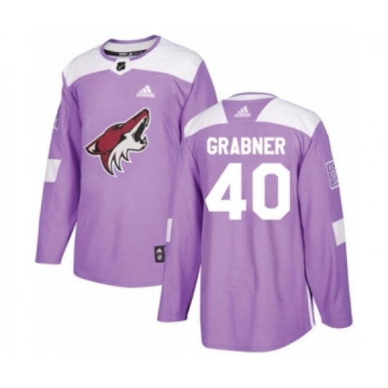 Men's Adidas Arizona Coyotes #40 Michael Grabner Authentic Purple Fights Cancer Practice NHL Jersey Men's Adidas Arizona Coyotes #40 Michael Grabner Authentic Purple Fights Cancer Practice NHL Jersey