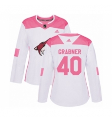 Women's Adidas Arizona Coyotes #40 Michael Grabner Authentic White  Pink Fashion NHL Jersey