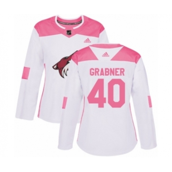 Women's Adidas Arizona Coyotes #40 Michael Grabner Authentic White Pink Fashion NHL Jersey Women's Adidas Arizona Coyotes #40 Michael Grabner Authentic White Pink Fashion NHL Jersey