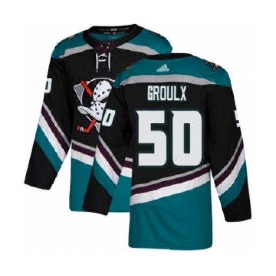 Men's Adidas Anaheim Ducks #50 Benoit-Olivier Groulx Premier Black Teal Alternate NHL Jersey Men's Adidas Anaheim Ducks #50 Benoit-Olivier Groulx Premier Black Teal Alternate NHL Jersey