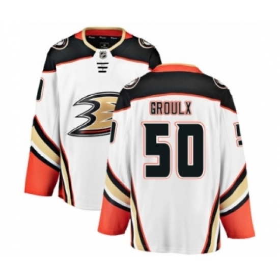 Men's Anaheim Ducks #50 Benoit-Olivier Groulx Authentic White Away Fanatics Branded Breakaway NHL Jersey Men's Anaheim Ducks #50 Benoit-Olivier Groulx Authentic White Away Fanatics Branded Breakaway NHL Jersey