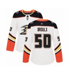 Women's Adidas Anaheim Ducks #50 Benoit-Olivier Groulx Authentic White Away NHL Jersey Women's Adidas Anaheim Ducks #50 Benoit-Olivier Groulx Authentic White Away NHL Jersey