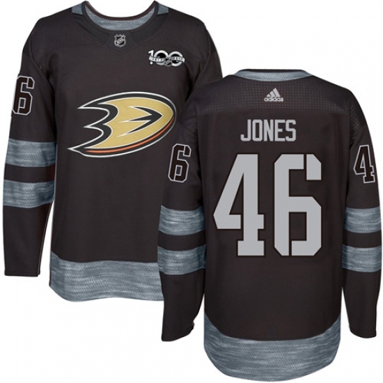 Men's Adidas Anaheim Ducks #46 Max Jones Authentic Black 1917-2017 100th Anniversary NHL Jersey Men's Adidas Anaheim Ducks #46 Max Jones Authentic Black 1917-2017 100th Anniversary NHL Jersey