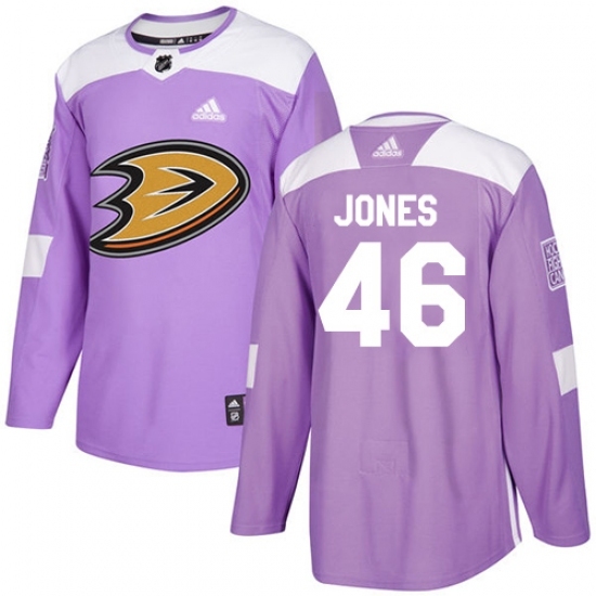 Men's Adidas Anaheim Ducks #46 Max Jones Authentic Purple Fights Cancer Practice NHL Jersey Men's Adidas Anaheim Ducks #46 Max Jones Authentic Purple Fights Cancer Practice NHL Jersey