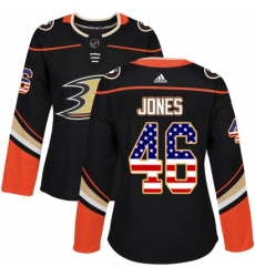 Women's Adidas Anaheim Ducks #46 Max Jones Authentic Black USA Flag Fashion NHL Jersey Women's Adidas Anaheim Ducks #46 Max Jones Authentic Black USA Flag Fashion NHL Jersey