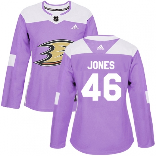 Women's Adidas Anaheim Ducks #46 Max Jones Authentic Purple Fights Cancer Practice NHL Jersey Women's Adidas Anaheim Ducks #46 Max Jones Authentic Purple Fights Cancer Practice NHL Jersey