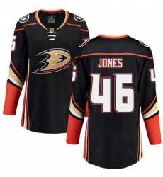 Women's Anaheim Ducks #46 Max Jones Fanatics Branded Black Home Breakaway NHL Jersey Women's Anaheim Ducks #46 Max Jones Fanatics Branded Black Home Breakaway NHL Jersey