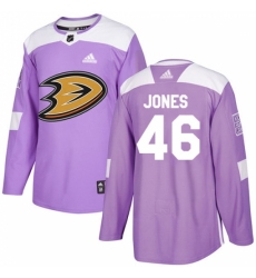 Youth Adidas Anaheim Ducks #46 Max Jones Authentic Purple Fights Cancer Practice NHL Jersey