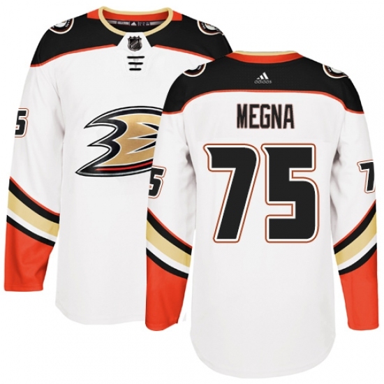 Men's Adidas Anaheim Ducks #75 Jaycob Megna Authentic White Away NHL Jersey Men's Adidas Anaheim Ducks #75 Jaycob Megna Authentic White Away NHL Jersey