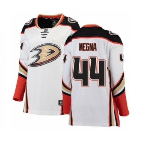 Women's Anaheim Ducks #44 Jaycob Megna Authentic White Away Fanatics Branded Breakaway NHL Jersey Women's Anaheim Ducks #44 Jaycob Megna Authentic White Away Fanatics Branded Breakaway NHL Jersey