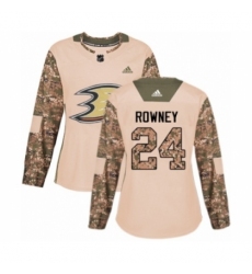 Women's Adidas Anaheim Ducks #24 Carter Rowney Authentic Camo Veterans Day Practice NHL Jersey