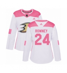 Women's Adidas Anaheim Ducks #24 Carter Rowney Authentic White Pink Fashion NHL Jersey Women's Adidas Anaheim Ducks #24 Carter Rowney Authentic White Pink Fashion NHL Jersey