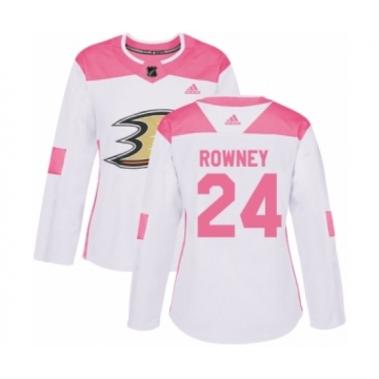 Women's Adidas Anaheim Ducks #24 Carter Rowney Authentic White Pink Fashion NHL Jersey Women's Adidas Anaheim Ducks #24 Carter Rowney Authentic White Pink Fashion NHL Jersey