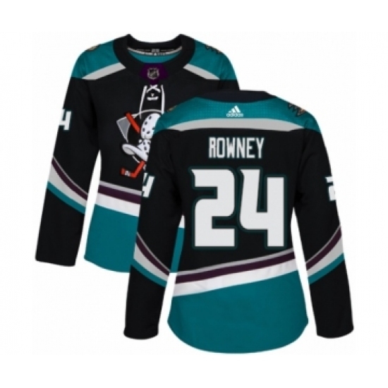 Women's Adidas Anaheim Ducks #24 Carter Rowney Premier Black Teal Alternate NHL Jersey Women's Adidas Anaheim Ducks #24 Carter Rowney Premier Black Teal Alternate NHL Jersey