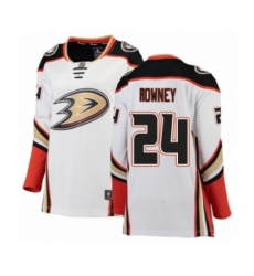 Women's Anaheim Ducks #24 Carter Rowney Authentic White Away Fanatics Branded Breakaway NHL Jersey