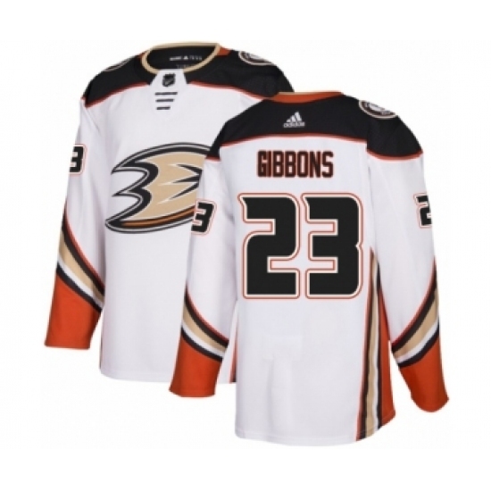 Men's Adidas Anaheim Ducks #23 Brian Gibbons Authentic White Away NHL Jersey Men's Adidas Anaheim Ducks #23 Brian Gibbons Authentic White Away NHL Jersey