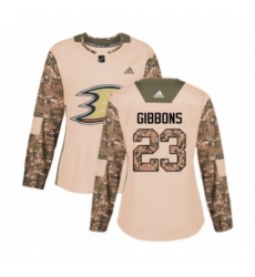 Women's Adidas Anaheim Ducks #23 Brian Gibbons Authentic Camo Veterans Day Practice NHL Jersey Women's Adidas Anaheim Ducks #23 Brian Gibbons Authentic Camo Veterans Day Practice NHL Jersey