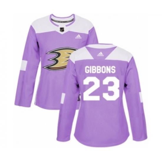 Women's Adidas Anaheim Ducks #23 Brian Gibbons Authentic Purple Fights Cancer Practice NHL Jersey Women's Adidas Anaheim Ducks #23 Brian Gibbons Authentic Purple Fights Cancer Practice NHL Jersey