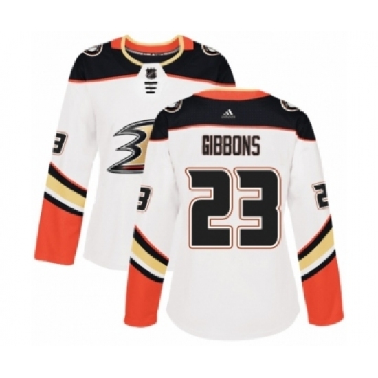 Women's Adidas Anaheim Ducks #23 Brian Gibbons Authentic White Away NHL Jersey Women's Adidas Anaheim Ducks #23 Brian Gibbons Authentic White Away NHL Jersey