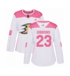 Women's Adidas Anaheim Ducks #23 Brian Gibbons Authentic White Pink Fashion NHL Jersey Women's Adidas Anaheim Ducks #23 Brian Gibbons Authentic White Pink Fashion NHL Jersey