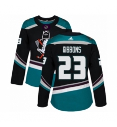 Women's Adidas Anaheim Ducks #23 Brian Gibbons Premier Black Teal Alternate NHL Jersey Women's Adidas Anaheim Ducks #23 Brian Gibbons Premier Black Teal Alternate NHL Jersey