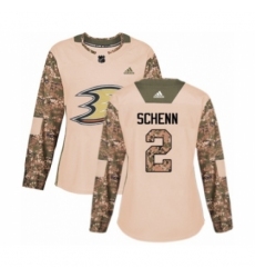 Women's Adidas Anaheim Ducks #2 Luke Schenn Authentic Camo Veterans Day Practice NHL Jersey