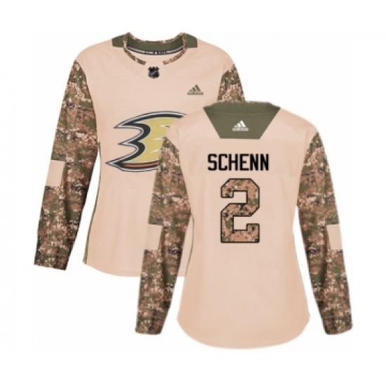 Women's Adidas Anaheim Ducks #2 Luke Schenn Authentic Camo Veterans Day Practice NHL Jersey Women's Adidas Anaheim Ducks #2 Luke Schenn Authentic Camo Veterans Day Practice NHL Jersey
