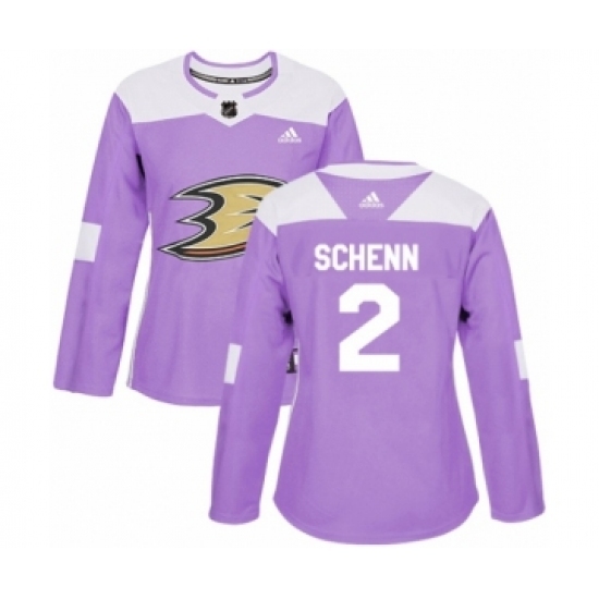 Women's Adidas Anaheim Ducks #2 Luke Schenn Authentic Purple Fights Cancer Practice NHL Jersey Women's Adidas Anaheim Ducks #2 Luke Schenn Authentic Purple Fights Cancer Practice NHL Jersey