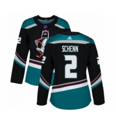 Women's Adidas Anaheim Ducks #2 Luke Schenn Premier Black Teal Alternate NHL Jersey