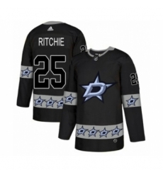 Men's Adidas Dallas Stars #25 Brett Ritchie Authentic Black Team Logo Fashion NHL Jersey