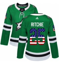 Women's Adidas Dallas Stars #25 Brett Ritchie Authentic Green USA Flag Fashion NHL Jersey