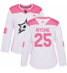 Women's Adidas Dallas Stars #25 Brett Ritchie Authentic White/Pink Fashion NHL Jersey