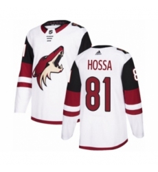 Men's Adidas Arizona Coyotes #81 Marian Hossa Authentic White Away NHL Jersey Men's Adidas Arizona Coyotes #81 Marian Hossa Authentic White Away NHL Jersey